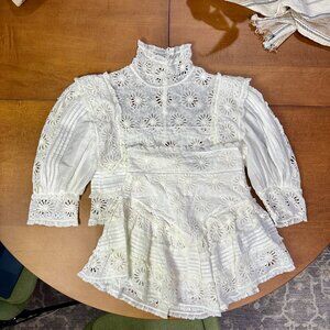 Isabel Marant Blouse & Skirt Set White Floral Eyelet size 34